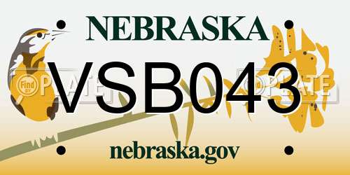 VSB043 Nebraska License Plate