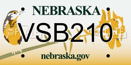 VSB210 Nebraska License Plate