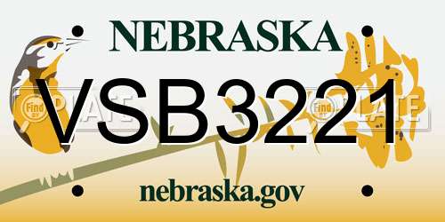 VSB3221 Nebraska License Plate