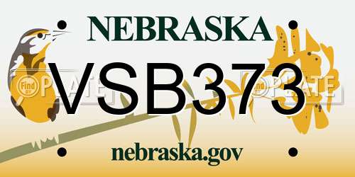 VSB373 Nebraska License Plate