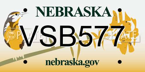 VSB577 Nebraska License Plate
