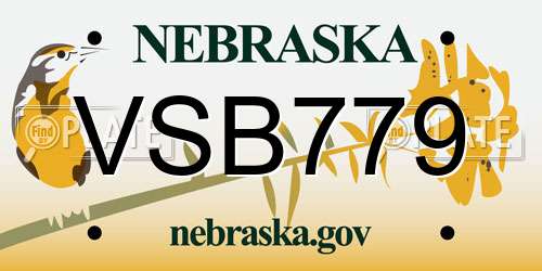VSB779 Nebraska License Plate