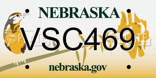 VSC469 Nebraska License Plate