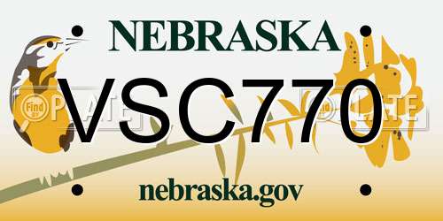 VSC770 Nebraska License Plate