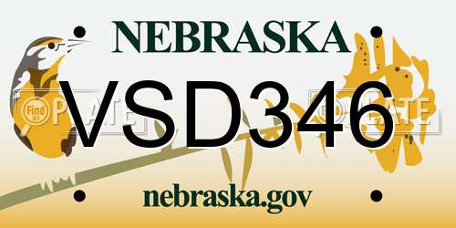 VSD346 Nebraska License Plate