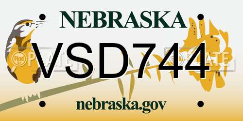 VSD744 Nebraska License Plate