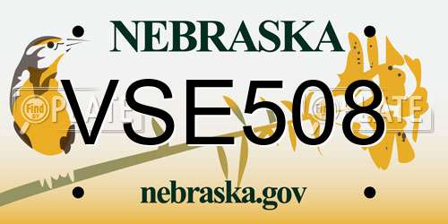 VSE508 Nebraska License Plate