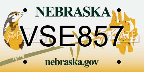 VSE857 Nebraska License Plate
