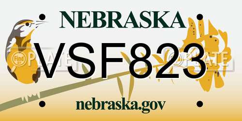 VSF823 Nebraska License Plate