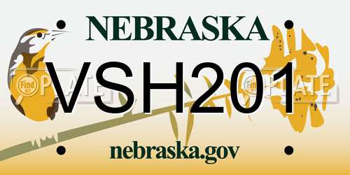 VSH201 Nebraska License Plate