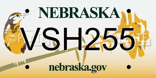 VSH255 Nebraska License Plate