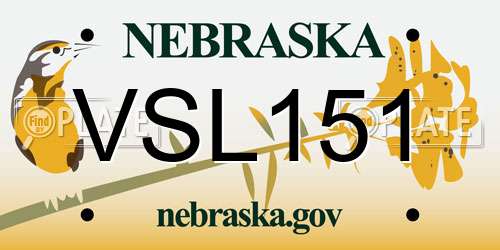 VSL151 Nebraska License Plate