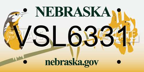 VSL6331 Nebraska License Plate