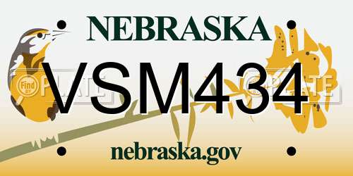 VSM434 Nebraska License Plate