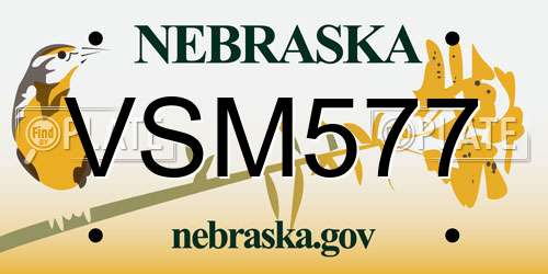 VSM577 Nebraska License Plate