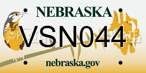 VSN044 Nebraska License Plate