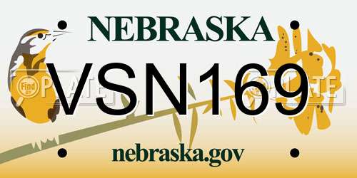 VSN169 Nebraska License Plate