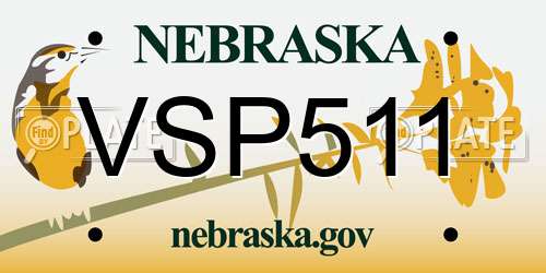 VSP511 Nebraska License Plate