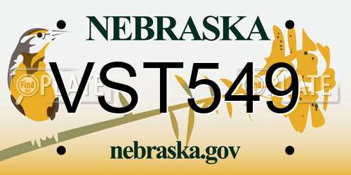 VST549 Nebraska License Plate