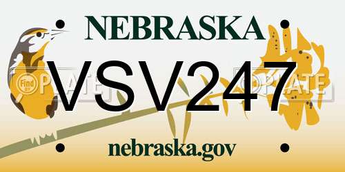 VSV247 Nebraska License Plate
