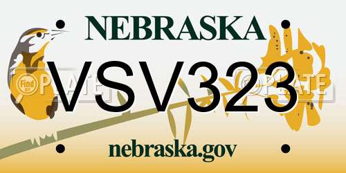 VSV323 Nebraska License Plate
