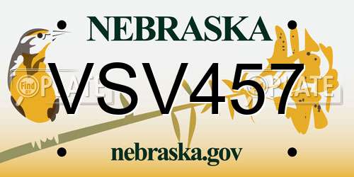 VSV457 Nebraska License Plate