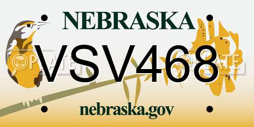 VSV468 Nebraska License Plate