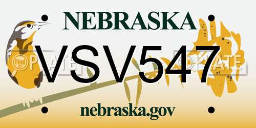 VSV547 Nebraska License Plate
