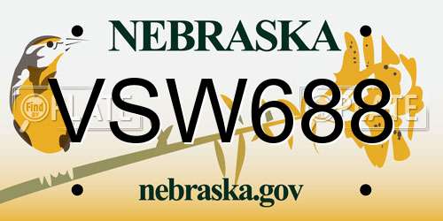 VSW688 Nebraska License Plate
