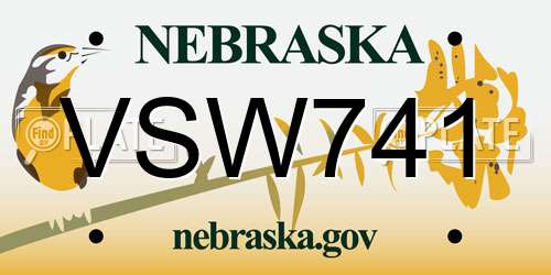 VSW741 Nebraska License Plate