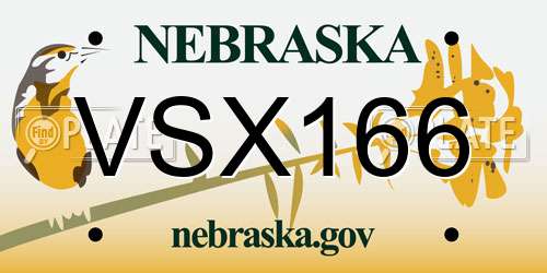 VSX166 Nebraska License Plate
