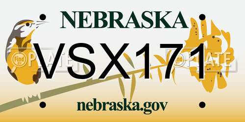 VSX171 Nebraska License Plate