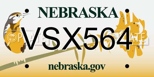 VSX564 Nebraska License Plate