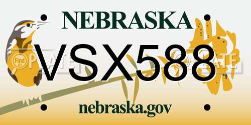 VSX588 Nebraska License Plate