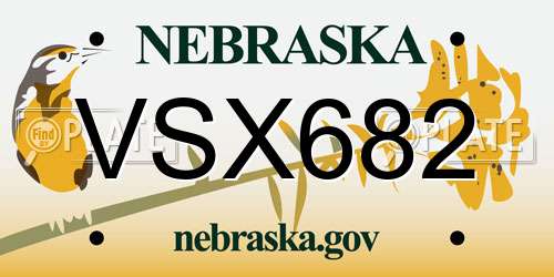VSX682 Nebraska License Plate
