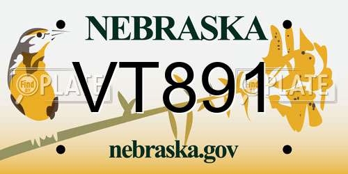 VT891 Nebraska License Plate