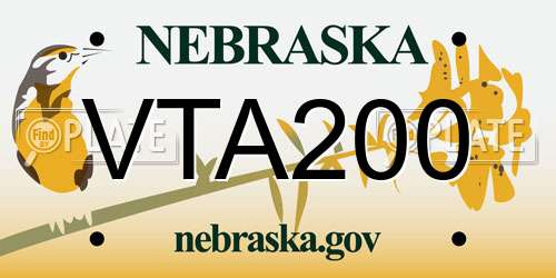 VTA200 Nebraska License Plate