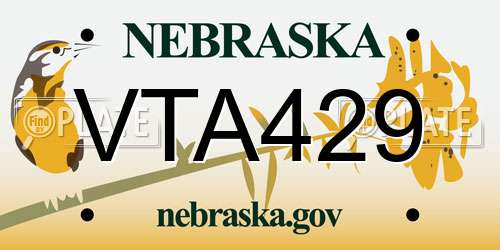 VTA429 Nebraska License Plate