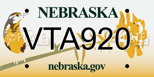 VTA920 Nebraska License Plate