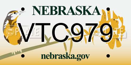 VTC979 Nebraska License Plate