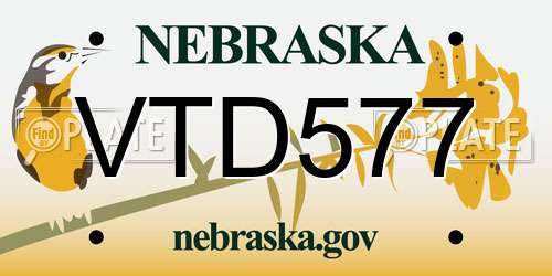 VTD577 Nebraska License Plate