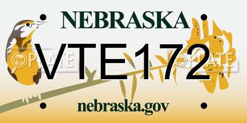 VTE172 Nebraska License Plate