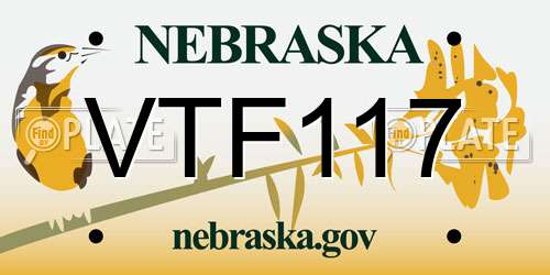 VTF117 Nebraska License Plate