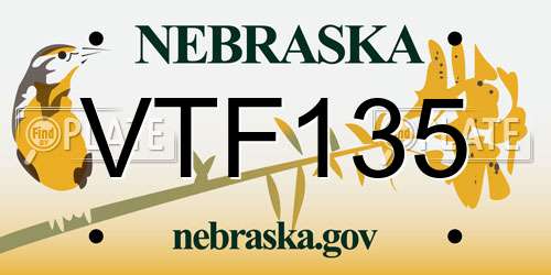 VTF135 Nebraska License Plate