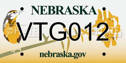 VTG012 Nebraska License Plate