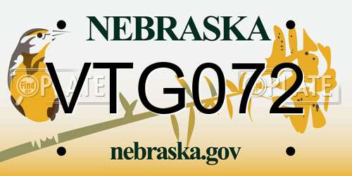 VTG072 Nebraska License Plate