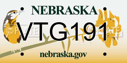 VTG191 Nebraska License Plate