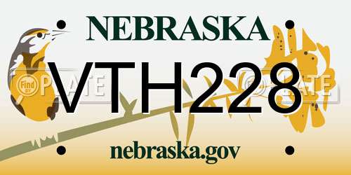 VTH228 Nebraska License Plate