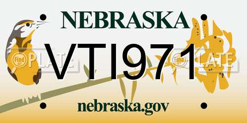 VTI971 Nebraska License Plate