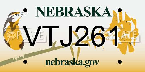 VTJ261 Nebraska License Plate